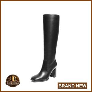 Square Toe Knee High Boots Chunky Heel Fashion Side Zipper Tall Boots Women